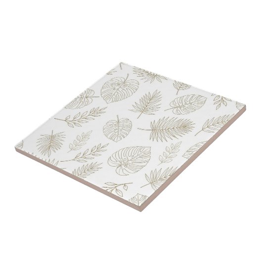 Minimaal botanisch lijnkunstpatroon (6) tegeltje (Zijkant)