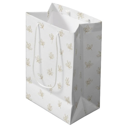 Minimaal botanisch lijnkunstpatroon (7) medium cadeauzakje (Voorkant Gekanteld)