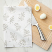 Minimaal botanisch lijnkunstpatroon (8) theedoek (Quarter Fold)