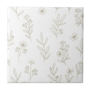 Minimaal botanisch lijnkunstpatroon (9) tegeltje