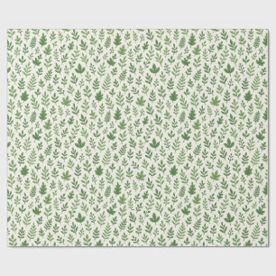 🌿 Minimaal botanisch naadloos patroon – Groene Bl Cadeaupapier