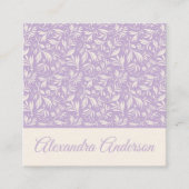 Minimaal Botanisch Paarse Bladeren Patroonscript Vierkante Visitekaartje (Voorkant)