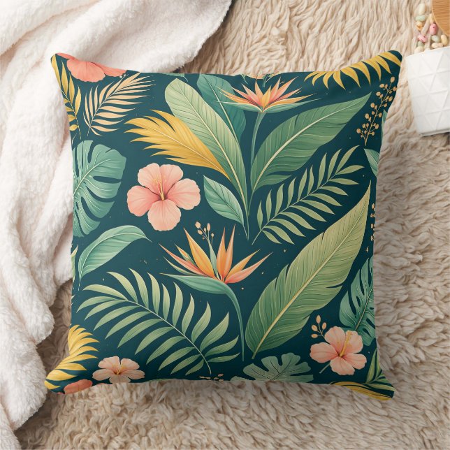 Minimaal botanisch patroon kussen (Deken)