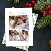 Minimaal Botanisch Script 3 Multi Photo Christmas Feestdagenkaart