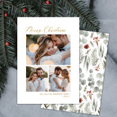 Minimaal Botanisch Script 3 Multi Photo Christmas Feestdagenkaart