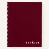 Minimaal Bourgogne-Notitieboek en wit "Recipes" Notitieboek (Voorkant)