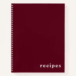Minimaal Bourgogne-Notitieboek en wit "Recipes" Notitieboek