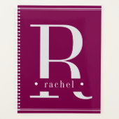Minimaal Bourgogne & Wit Monogram Planner (Voorkant)