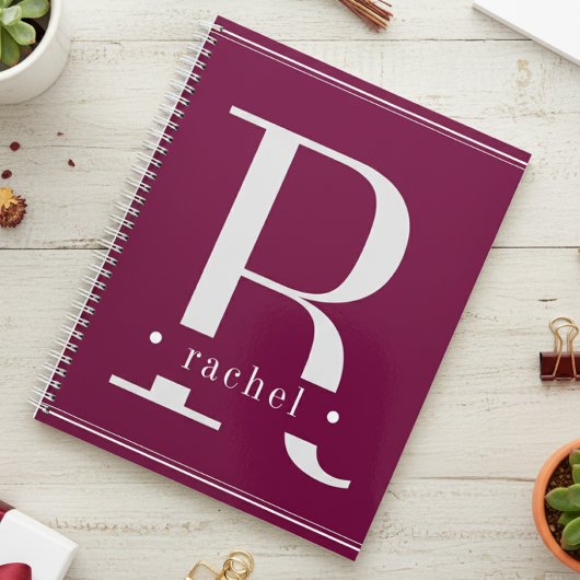 Minimaal Bourgogne & Wit Monogram Planner