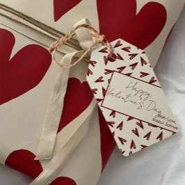 Minimaal Bourgondië & Crème Harten Valentijn Cadeaulabel