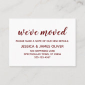 Minimaal Bourgondië op witte "we hebben verplaatst Visitekaartje (Voorkant)