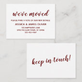 Minimaal Bourgondië op witte "we hebben verplaatst Visitekaartje (Voorkant / Achterkant)