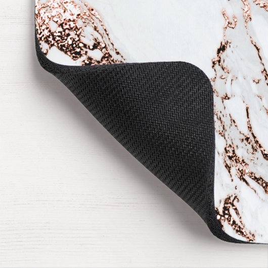 Minimaal brandend Roos Gold Copper Marble White Muismat (Hoek)