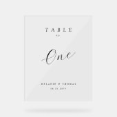 Minimaal Bruiloft Elegant Zwart Script Tafelnummer Acryl Bord (Voorkant)