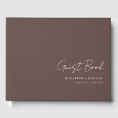 Minimaal, bruin handschrift script bruiloft gastenboek (Voorkant)