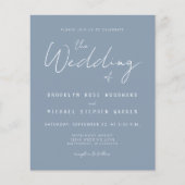 Minimaal budget Stofblauw Script Trouw Uitnodiging (Voorkant)