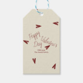Minimaal Burgundy & Crème Harten Valentijn Cadeaulabel (Voorkant)