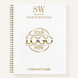 Minimaal Business Logo Wit Goud Monogram Initiaal Notitieboek