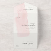 MINIMAAL BWATERCOLOOR BLUSH PINK MONOGRAM WEDING ALL IN ONE UITNODIGING (Buitenkant)