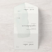 MINIMAAL BWATERCOLOOR DUSKY BLUE MONOGRAM WEDING ALL IN ONE UITNODIGING (Buitenkant)