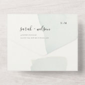 MINIMAAL BWATERCOLOOR DUSKY BLUE MONOGRAM WEDING ALL IN ONE UITNODIGING (Achterkant)