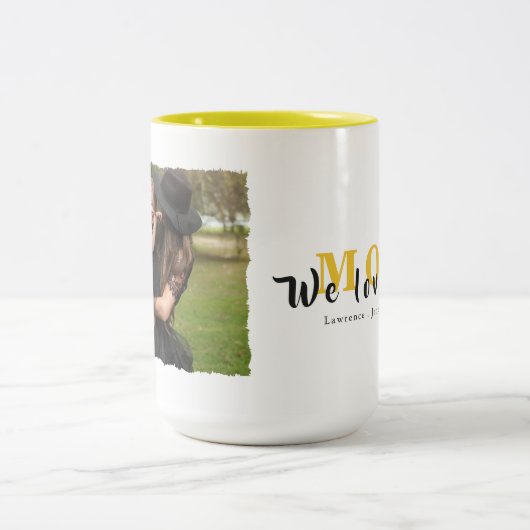 Minimaal cadeau voor aangepaste monogram-fotocolla tweekleurige koffiemok (Center)