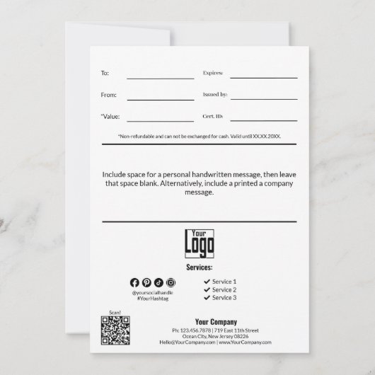 Minimaal cadeaubon voor kleine bedrijven met Afstu (Achterkant)