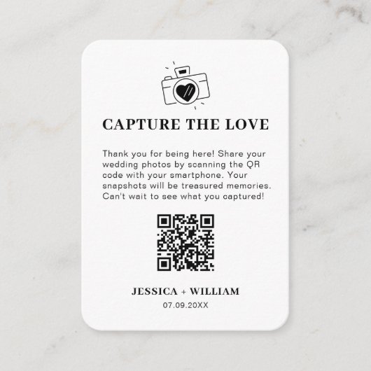 Minimaal Capture the Love QR-code bord Informatiekaartje (Voorkant)