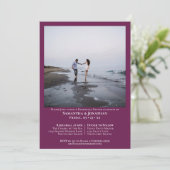 Minimaal Cassis Photo Wedding Rehearsal Dinner Kaart (Staand voorkant)