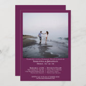 Minimaal Cassis Photo Wedding Rehearsal Dinner Kaart (Voorkant / Achterkant)