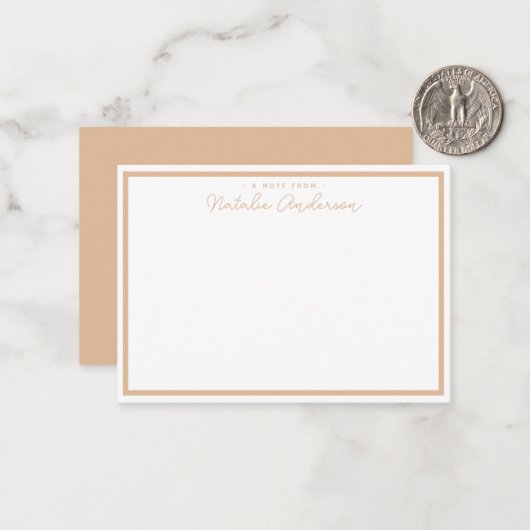 Minimaal Casual Sinaasappel van het Manuscript van Notitiekaartje (Voorkant / Achterkant in situ)