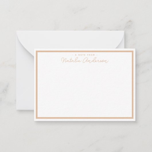 Minimaal Casual Sinaasappel van het Manuscript van Notitiekaartje (Voorkant)