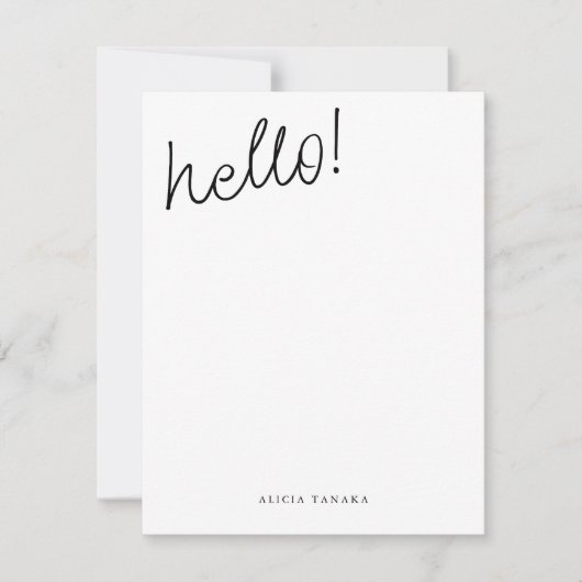 Minimaal Casual zwart-wit script Notitiekaartje (Voorkant)