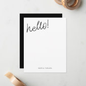 Minimaal Casual zwart-wit script Notitiekaartje (Voorkant / Achterkant in situ)