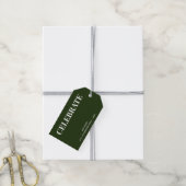 Minimaal CELEBRATE | Bosgroene Feestdagen Cadeaulabel (Met Touw)