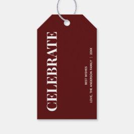 Minimaal CELEBRATE | Diep Rode Feestdagen Cadeaulabel