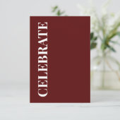 Minimaal CELEBRATE | Diep Rode Kerstgroet Kaart (Staand voorkant)