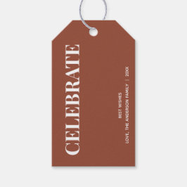 Minimaal CELEBREREN | Terracotta Kerst Cadeaulabel