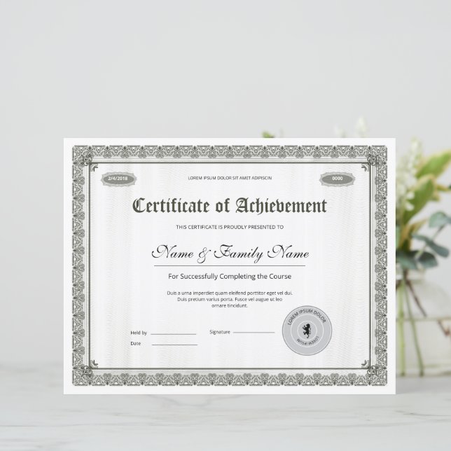 Minimaal Certificaat van Prestatie (Staand voorkant)