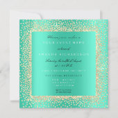 Minimaal Champaigne Goud Zwart Confetti Mint Aqua Kaart (Voorkant)