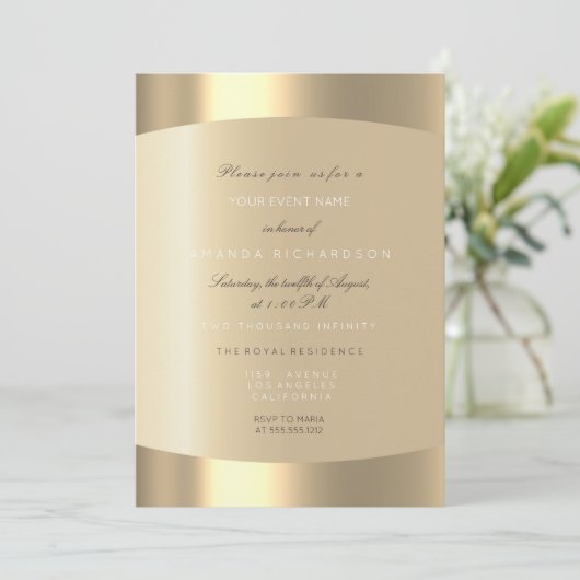 Minimaal Champaigne Goud Zwart Confetti Sepia Ivoo Kaart (Staand voorkant)