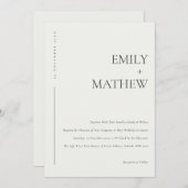MINIMAAL CHIC BLACK IVORY WHITE TYPOGRAPHY WEDING KAART (Voorkant / Achterkant)