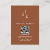Minimaal Chic Blad Monogram Trouwwebsite QR Code Informatiekaartje (Voorkant)