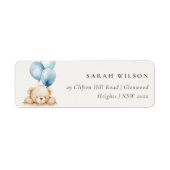 Minimaal Chic Blue Bearly Wachtballon Adres Etiket (Voorkant)