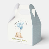 Minimaal Chic Blue Bearly Wachtballon Baby shower Bedankdoosjes (Achterkant)