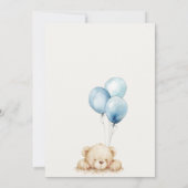 Minimaal Chic Blue Bearly Wachtballon Baby shower Bedankkaart (Achterkant)