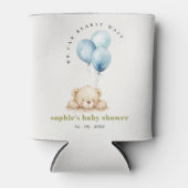 Minimaal Chic Blue Bearly Wachtballon Baby shower Blikjeskoeler (Voorkant)