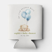 Minimaal Chic Blue Bearly Wachtballon Baby shower Blikjeskoeler (Achterkant)