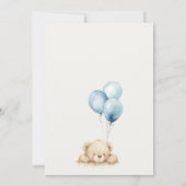 Minimaal Chic Blue Bearly Wachtballon Baby shower Kaart (Achterkant)