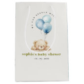 Minimaal Chic Blue Bearly Wachtballon Baby shower Medium Cadeauzakje (Voorkant)